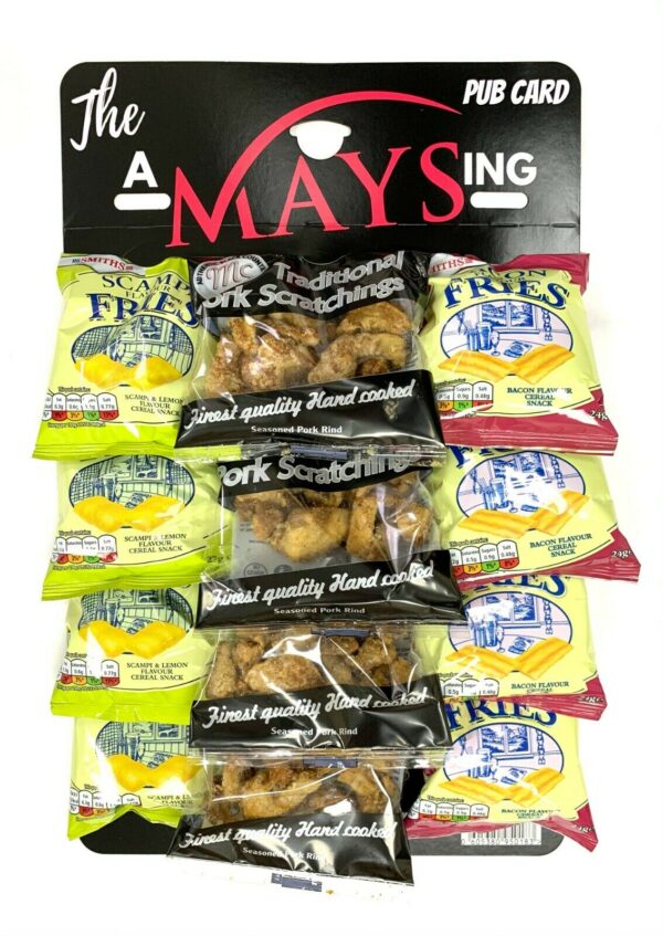 The AMaysing 12 Bag Pub Snack Card Scampi Bacon Fries Pork Scratchings/Crackling