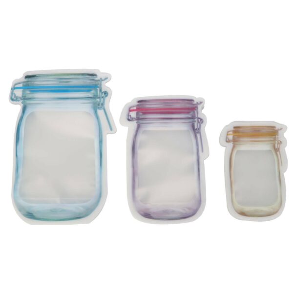 20X Reusable Mason Jar Bottles Bags Fresh Food Storage Bag Snacks Zipper Pouch