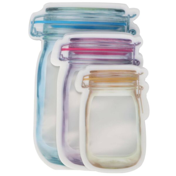 20X Reusable Mason Jar Bottles Bags Fresh Food Storage Bag Snacks Zipper Pouch