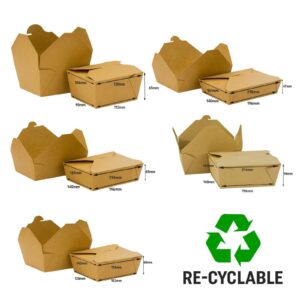 Kraft Food Box Deli Takeaway Noodles Rice Pasta Folding Lids Biodegradable