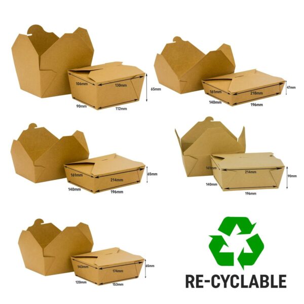Kraft Food Box Deli Takeaway Noodles Rice Pasta Folding Lids Biodegradable