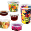 Round Food Containers Plastic Clear Storage Tubs with Lids Deli Pots 2oz to 32oz